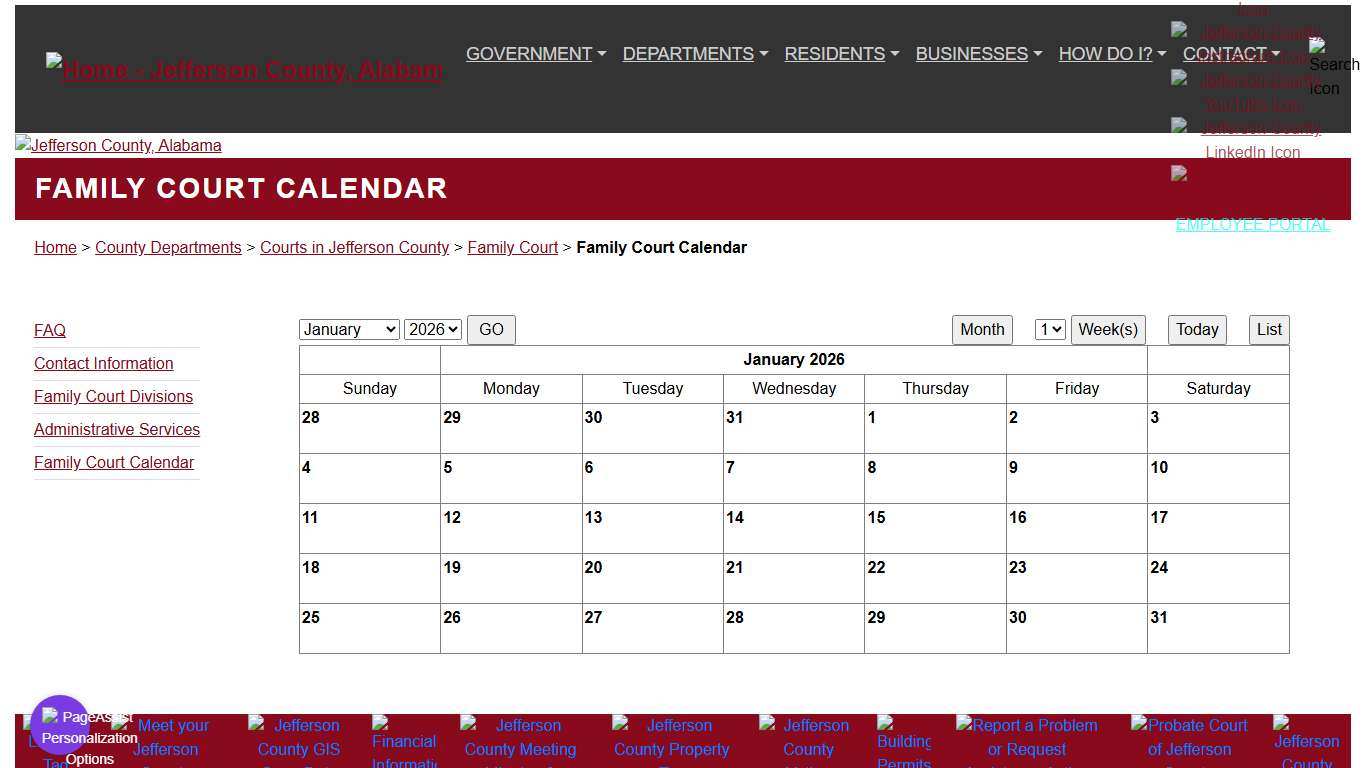 Jefferson County – Family Court Calendar